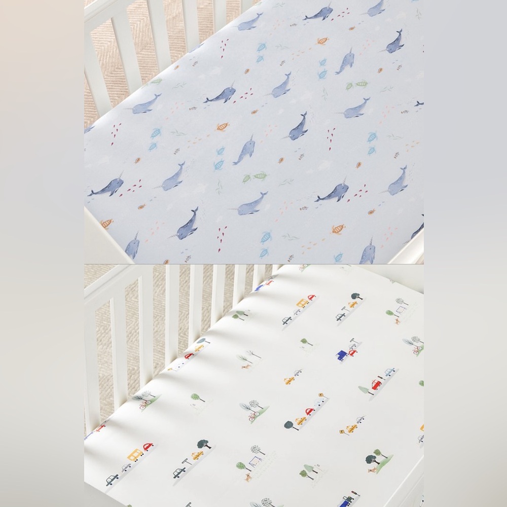 🐳Narwhal & Cars🚗 Pottery Barn kids Crib sheet